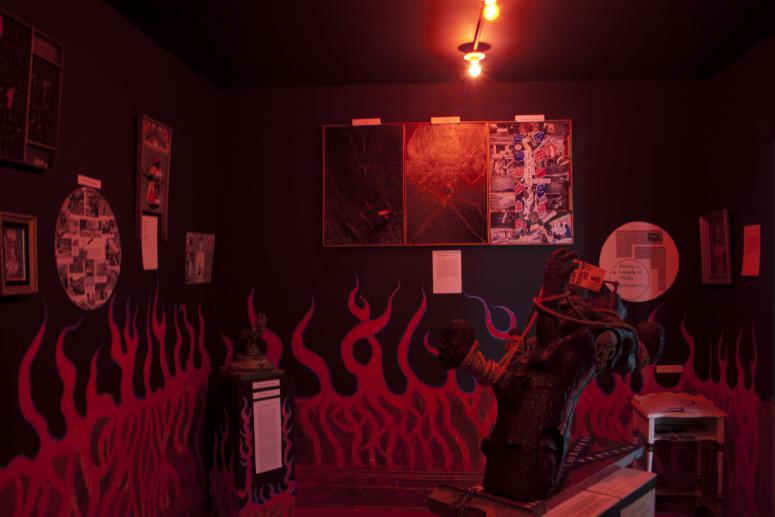 Digital image IRC.2013.01554 showing Emory Biko's installation, Hell on Earth for a Black Man, at the Mattress Factory, 2005.