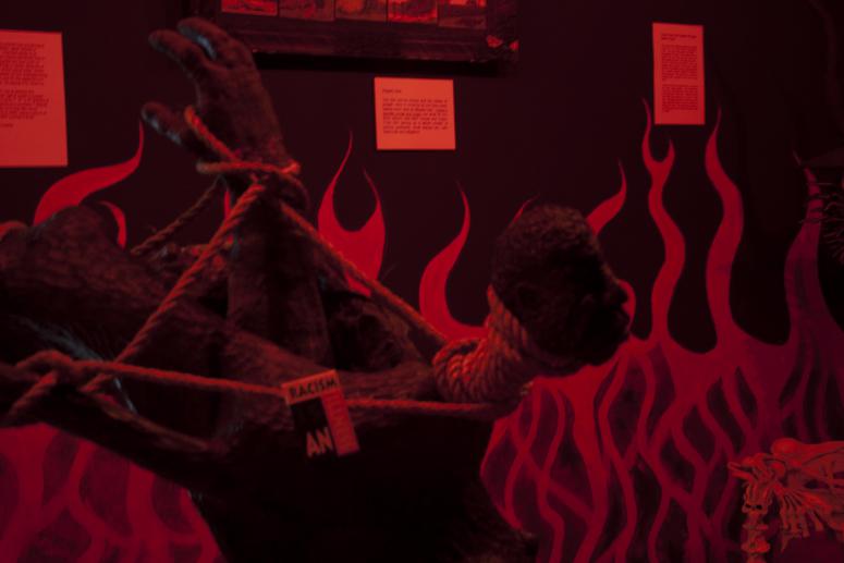 Digital image IRC.2013.01550 showing Emory Biko's installation, Hell on Earth for a Black Man, at the Mattress Factory, 2005.