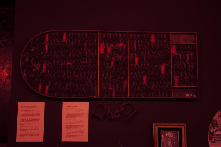 Digital image IRC.2013.01552 showing Emory Biko's installation, Hell on Earth for a Black Man, at the Mattress Factory, 2005.