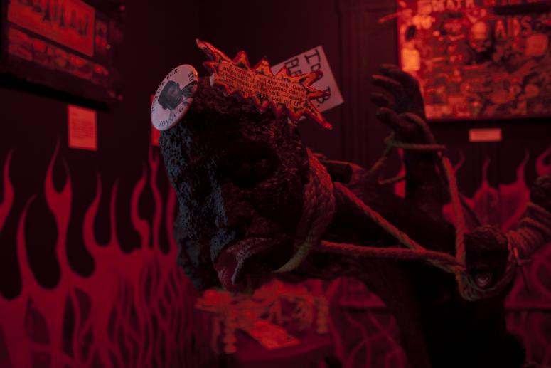 Digital image IRC.2013.01548 showing Emory Biko's installation, Hell on Earth for a Black Man, at the Mattress Factory, 2005.