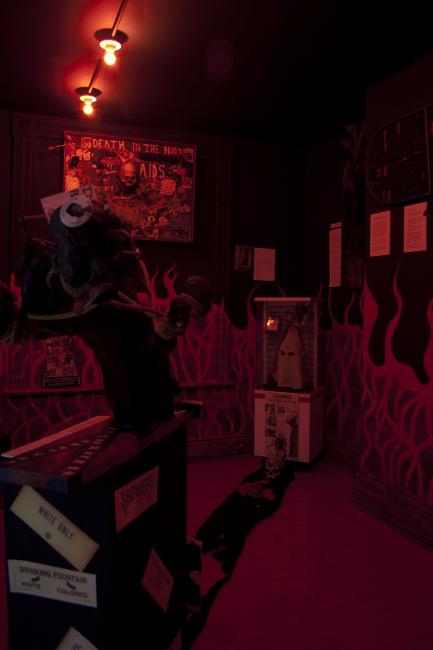 Digital image IRC.2013.01532 showing Emory Biko's installation, Hell on Earth for a Black Man, at the Mattress Factory, 2005.