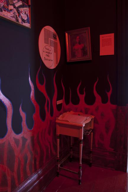 Digital image IRC.2013.01542 showing Emory Biko's installation, Hell on Earth for a Black Man, at the Mattress Factory, 2005.