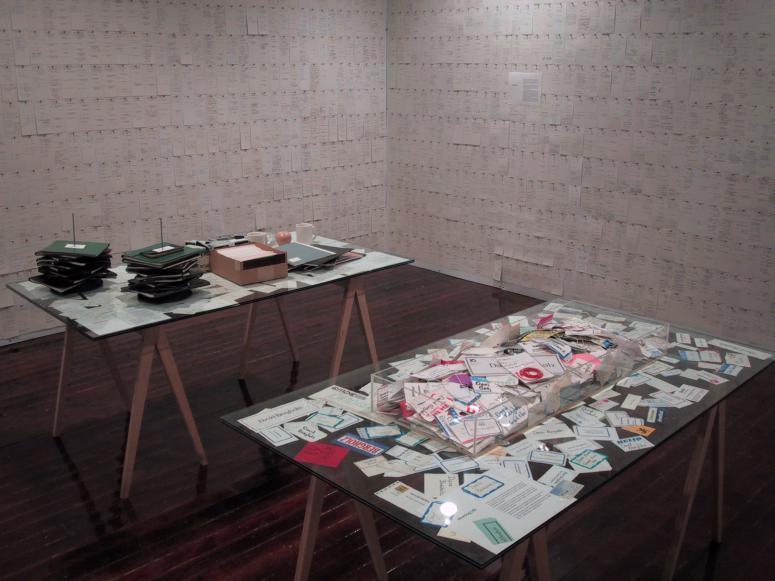 Digital image IRC.2013.01391 showing David Bergholz's installation, Archaeology of Philanthropy, at the Mattress Factory, 2004.