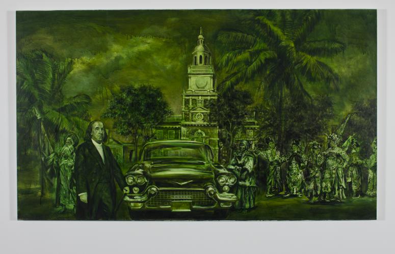 Digital image IRC.2012.06742 showing Pedro Álvarez's work, One Hundred from the Romantic Dollarscape Series, at the Mattress Factory, 2010.