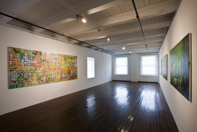 Digital image IRC.2012.06738 showing Pedro Álvarez's work, African Abstract (left) and Ten from the Romantic Dollarscape Series (right), at the Mattress Factory, 2010.