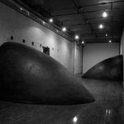 negative IRC.2012.05450 (film: Kodak PX 5062, number 3A) showing Jene Highstein's installation, Buttresses, at the Mattress Factory, 1985.