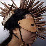 slide IRC.2012.02665 (old number: FAN.E-L045) showing Eiko Fan's off-side performence in downtown Pittsburgh, Mattress Factory, 1984.