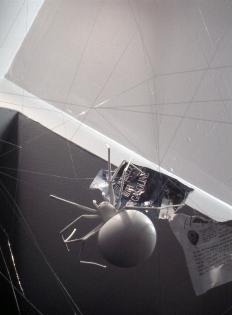 slide IRC.2012.00520 showing Paul Bowden's installation, Reward Yourself with Free Gasoline, at the Mattress Factory, 2001.