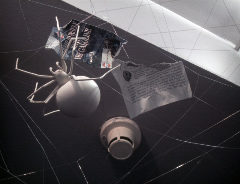 slide IRC.2012.00521 showing Paul Bowden's installation, Reward Yourself with Free Gasoline, at the Mattress Factory, 2001.