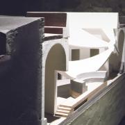 slide IRC.2012.03533 (old number: TUR.J-MOD7) showing James Turrell's model of the Roden Crater South Space at the Mattress Factory, 2002.