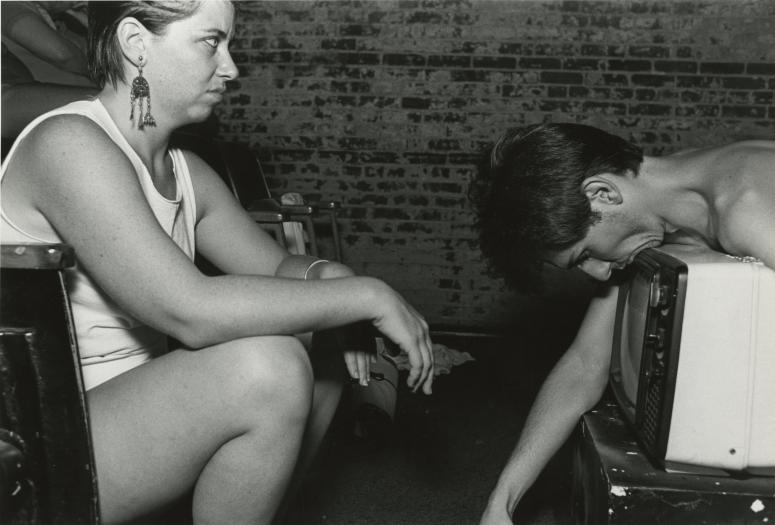 print IRC.2012.02867 showing Stephen Pellegrino's performance, Pass It!, at the Mattress Factory, 1983.