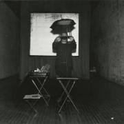 print IRC.2012.02876 showing Stewart Sherman's untitled performance at the Mattress Factory, 1983.