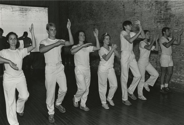 print IRC.2012.02874 showing Stephen Pellegrino's performance, Pass It!, at the Mattress Factory, 1983.