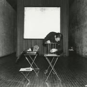 print IRC.2012.02876 showing Stewart Sherman's untitled performance at the Mattress Factory, 1983.