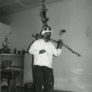 print IRC.2012.02862 showing Bob Karstadt's performance, Every Time a Bell Rings, at the Mattress Factory, 1998.