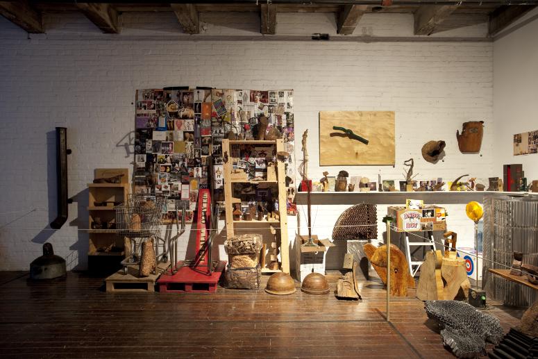 Photograph depicting Thaddeus Mosley, <em>Thaddeus Mosley: Sculpture (Studio|Home)</em>, 2009 at the Mattress Factory