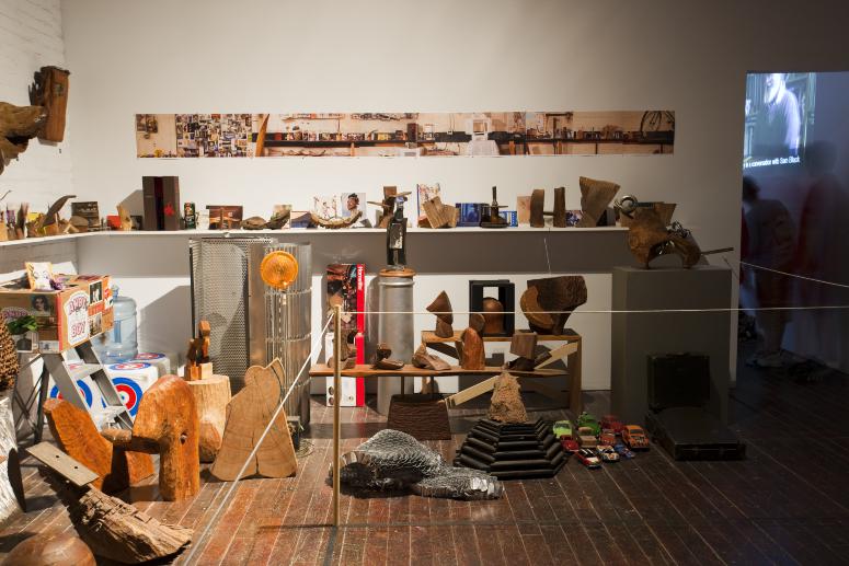 Photograph Depicting Thaddeus Mosley,&nbsp;<em>Thaddeus Mosley: Sculpture (Studio|Home)</em>, 2009 at the Mattress Factory