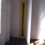 slide IRC.2012.01600 (old number: HUL.J-R001) showing Jaroslav Hulbój's installation, Reconstruction for Lazarus's Situation, at the Mattress Factory, 1995.