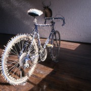 slide IRC.2012.01301 (old number: LAU.O-B001) showing Otis Laubert's installation, Bicycle, at the Mattress Factory, 1995.