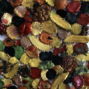 slide IRC.2012.01308 (old number: LAU.O-G003) showing Otis Laubert's installation, Gastronomic Tapestry, at the Mattress Factory, 1995.