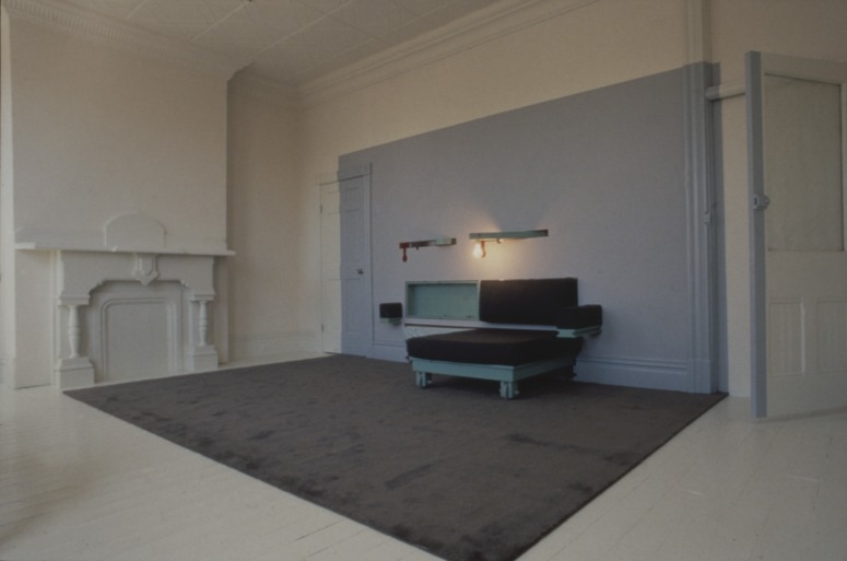 slide IRC.2012.03591 (old number: WEX.A-B022) showing Allan Wexler's permanent installation, Bed-Sitting Room for Artist in Residence, at the Mattress Factory, 1988.