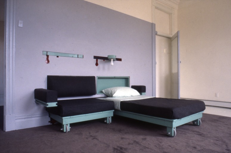 slide IRC.2012.03570 (old number: WEX.A-B001) showing Allan Wexler's permanent installation, Bed-Sitting Room for Artist in Residence, at the Mattress Factory, 1988.