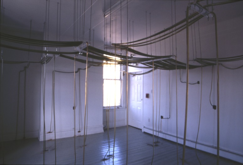 slide IRC.2012.01695 (old number: KUL.M-R006) showing Monica Kulicka's installation, Reconstructions, at the Mattress Factory, 1995.