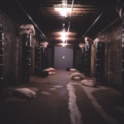 slide IRC.2012.01895 (old number: MEL.P-W001) showing Peter Meluzin's installation, Wordburger Column, at the Mattress Factory, 1995.