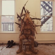 slide IRC.2012.03098 (old number: JON.K-U002) showing Kim Jones's untitled performance at the Mattress Factory, 1990.