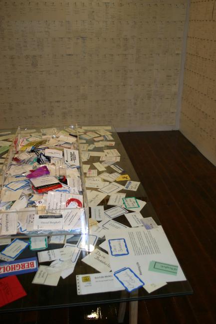 Digital image IRC.2012.07176 showing David Bergholz's installation, Archaeology of Philanthropy, at the Mattress Factory, 2004.