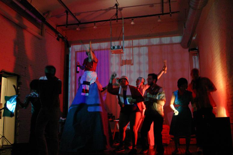 Digital image IRC.2012.07110 showing Kristen Baumliér's performance, France, at the Mattress Factory, 2005.