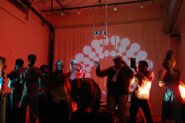 Digital image IRC.2012.07085 showing Kristen Baumliér's performance, France, at the Mattress Factory, 2005.