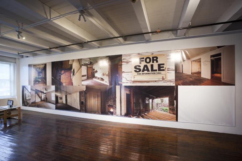 Digital image IRC.2012.05727 showing Seamus Nolan's installation, 310-312 Sampsonia Way, For Sale by Owner, Great Opportunity, at the Mattress Factory, 2011.