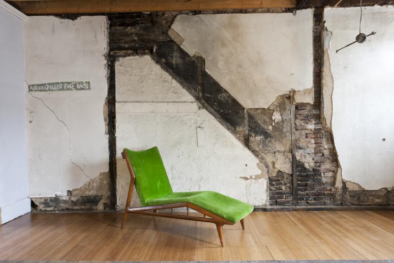 Digital image IRC.2012.05697 showing Seamus Nolan's installation, 310-312 Sampsonia Way, For Sale by Owner, Great Opportunity, at the Mattress Factory, 2011.