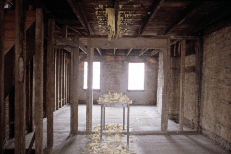 slide IRC.2012.05080 showing Ann Hamilton's installation, Offering, at the Mattress Factory, 1991.