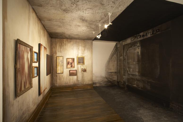 Digital image IRC.2012.05090 showing Lauri Mancuso's installation, Aging a Decaying Mill Town, at the Mattress Factory, 2008.