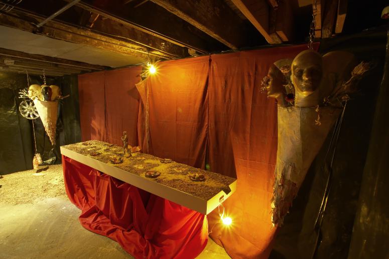 Digital image IRC.2012.04943 showing Christiane D.'s installation, Executives of Distinction, ASAVAVS reigns here., at the Mattress Factory, 2008.