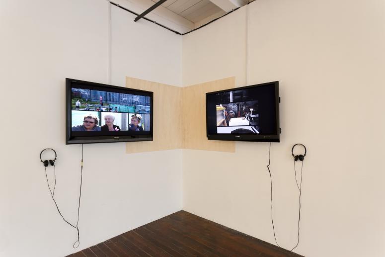 Digital image IRC.2012.06980 showing Glenn Loughran's installation, Squatter Sovereignty - Parallax View: Brewhouse, Pittsburgh / City Garden, Dublin, at the Mattress Factory, 2011.