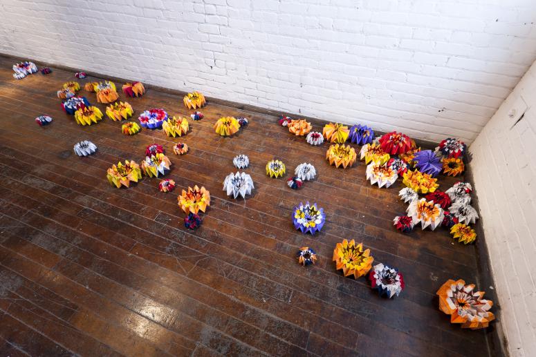 Digital image IRC.2012.06969 showing Glenn Lougran's installation, Squatter Sovereignty: Origami Fireworks, at the Mattress Factory, 2011.