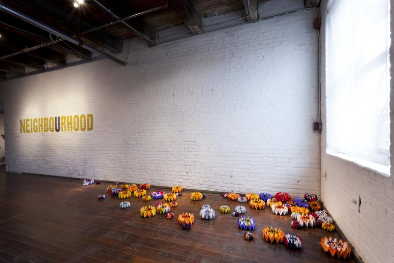 Digital image IRC.2012.06968 showing Glenn Lougran's installation, Squatter Sovereignty: Origami Fireworks, at the Mattress Factory, 2011.