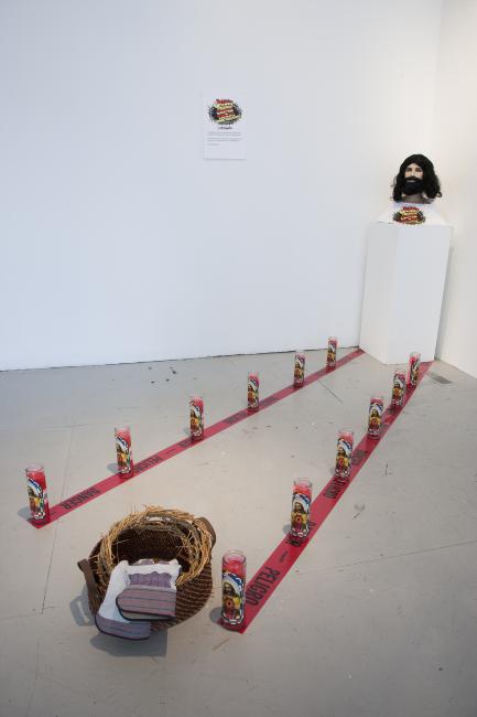 Digital image IRC.2012.04801 showing Gary Huck's installation, Jesus of Nazareth Crown o' Thorns Ring Toss Game, at the Mattress Factory, 2009.