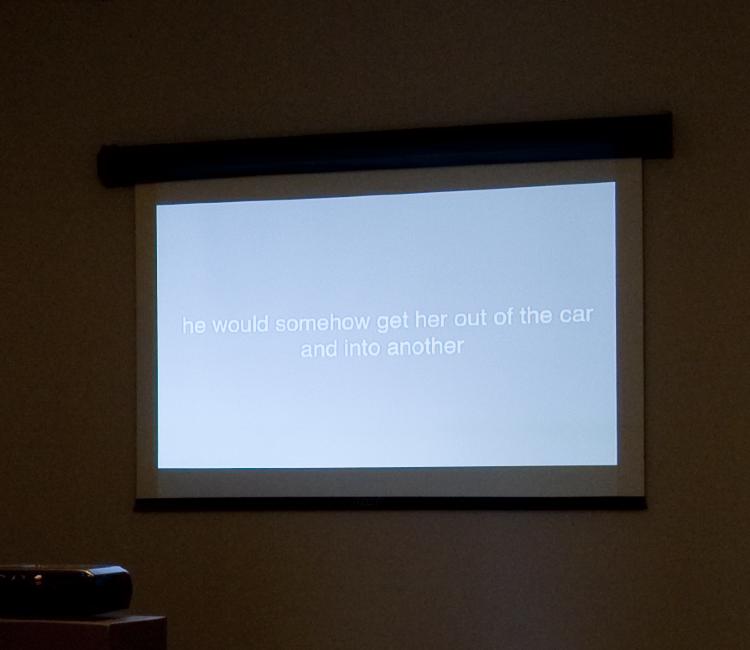 Digital image IRC.2012.04727 showing Jonn Herschend's installation, Self Portrait as a PowerPoint Proposal for an Amusement Park Ride, at the Mattress Factory, 2009.