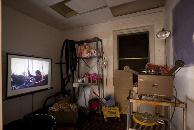 Digital image IRC.2012.04732 showing Jonn Herschend's installation, Self Portrait as a PowerPoint Proposal for an Amusement Park Ride, at the Mattress Factory, 2009.