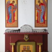 Digital image IRC.2012.04591 showing Stephanie Flom and Peter Oresick's installation, Apparition of Our Lady of Peace, Jacksonia Street, Pittsburgh, at the Mattress Factory, 2009.