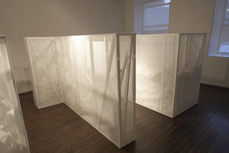 Digital image IRC.2012.04433 showing Anita Dube's installation, 5 Words, at the Mattress Factory, 2007.