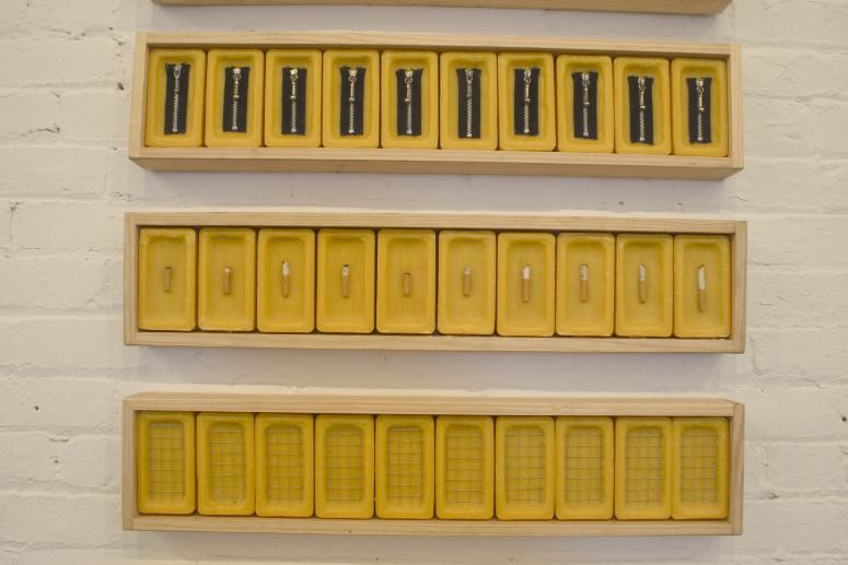 Digital image IRC.2012.04348 showing Angel Delgado's installation, Memorias acumuladas, at the Mattress Factory, 2004.