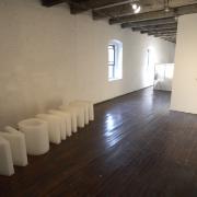 Digital image IRC.2012.04405 showing Anita Dube's installation, 5 Words, at the Mattress Factory, 2007.