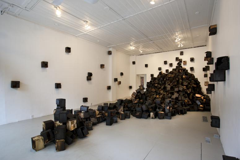 Digital image IRC.2012.04381 showing Juan Roberto Diago's installation, Ascending City, at the Mattress Factory, 2010.