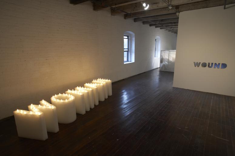 Digital image IRC.2012.04406 showing Anita Dube's installation, 5 Words, at the Mattress Factory, 2007.