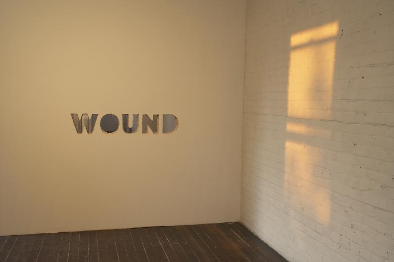 Digital image IRC.2012.04419 showing Anita Dube's installation, 5 Words, at the Mattress Factory, 2007.